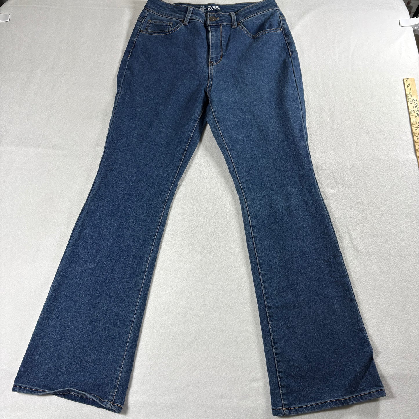 NoBo Womens 15 Mid Rise Bootcut Jeans Medium Wash Y2K Retro Denim Pants Vintage!