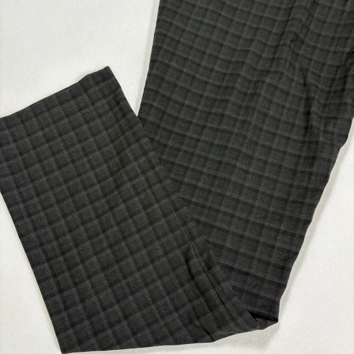 Kenneth Cole Reaction Pants 36x29 Gray Plaid Dress Slacks Flat Front Stretch