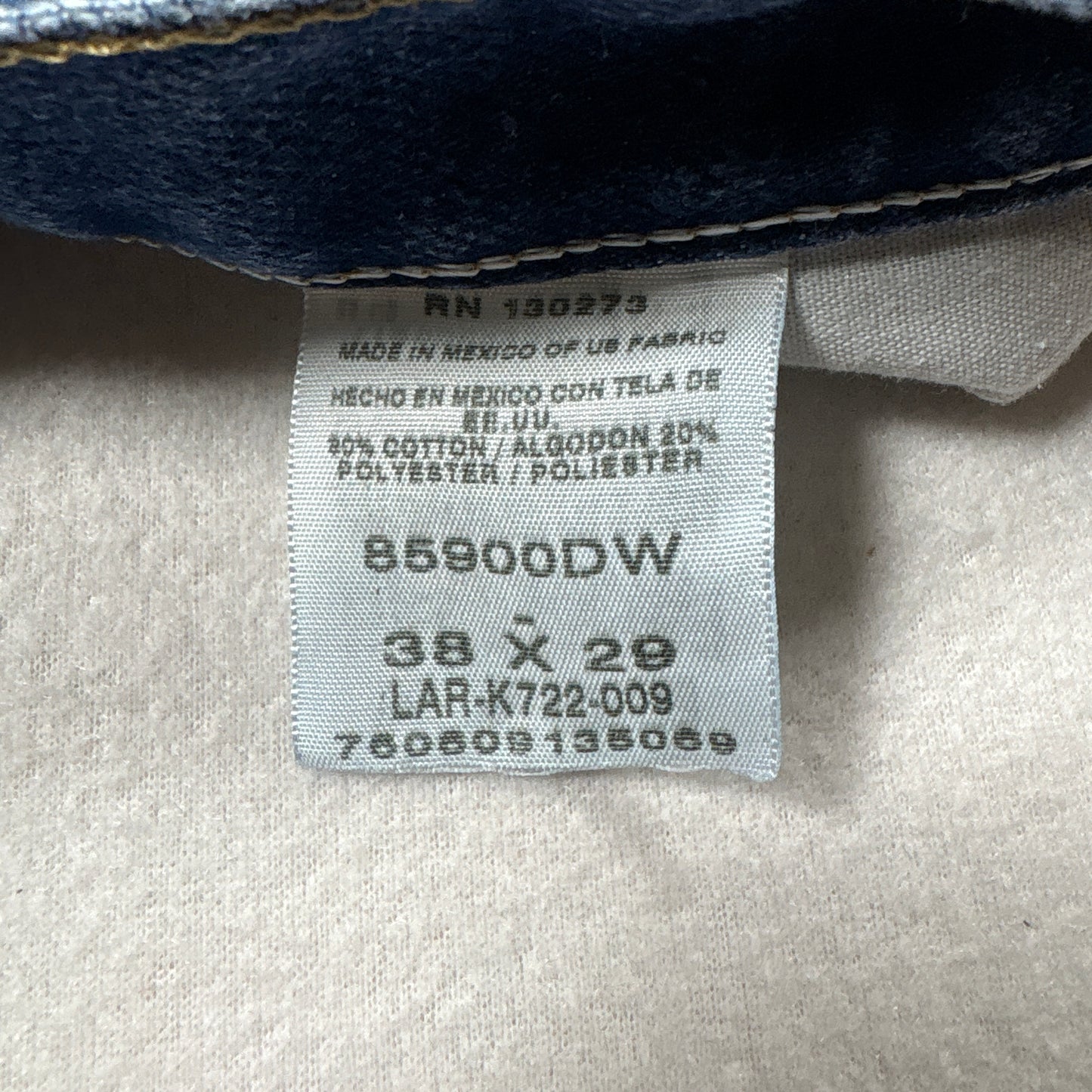 Wrangler Mens Jeans 38x29 Blue Denim Relaxed Fit Straight Leg Vintage Y2K Grunge