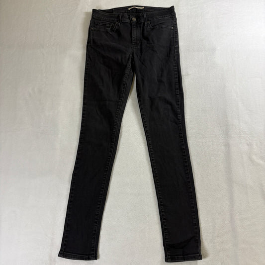 Skinny Jeans Black Coated Stretch Levi's 711 27 Fits Like 27X29 Mid Rise Slim