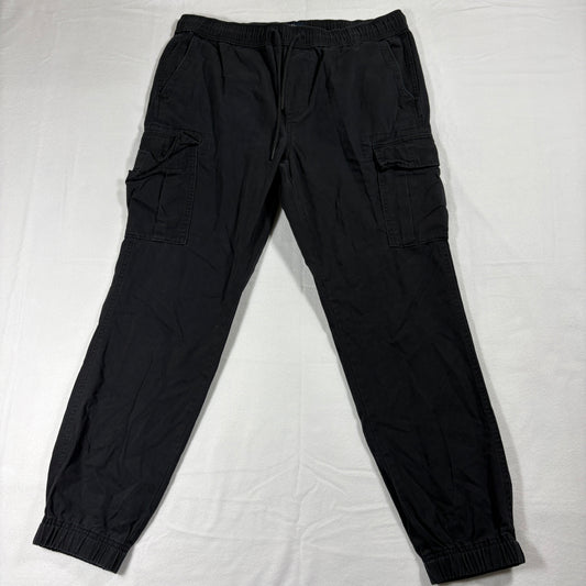 Aeropostale Cargo Jogger Pants Mens Large Black 100% Cotton Streetwear Casual