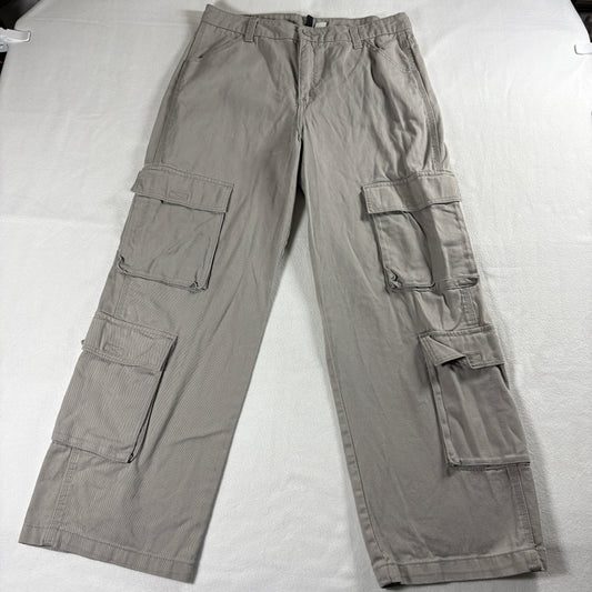H&M Womens Cargo Pants Gray Y2K Streetwear Utility Straight Leg Vintage 00s Core