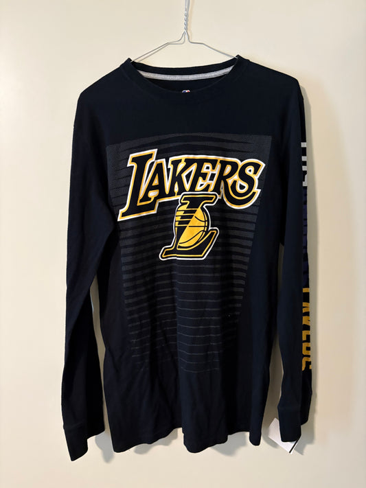 Official NBA Los Angeles Lakers Long Sleeve Shirt – Men’s Medium – Black Gold Purple – Vintage Style Fan Apparel