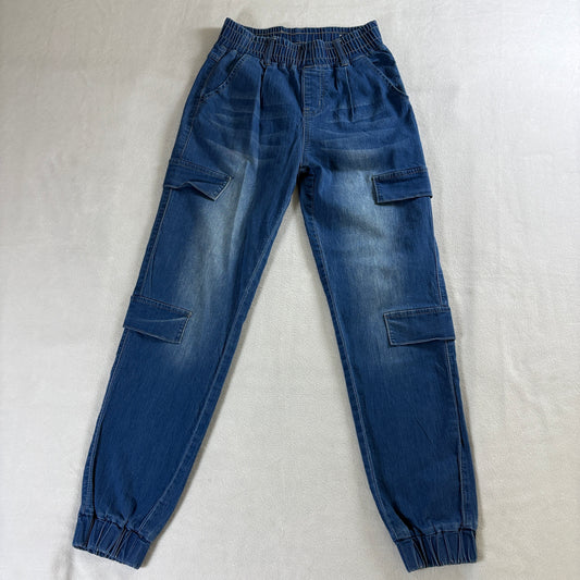 Cargo Jogger Jeans Y2K Utility Streetwear VIP 1/2 Fits Like 23X27 Blue Stretch