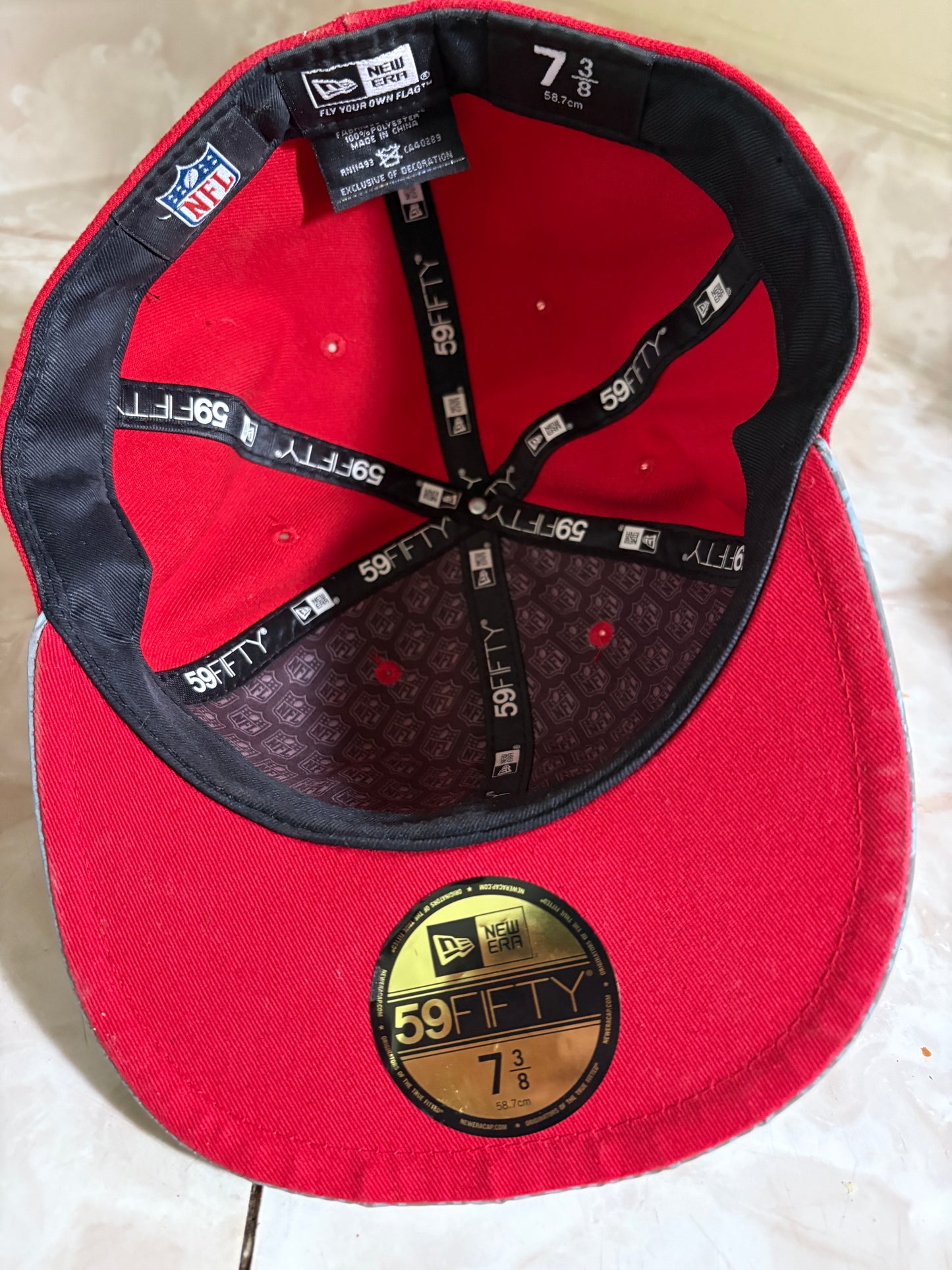 San Francisco 49ers New Era 59FIFTY Fitted Hat 7 3/8 Red NFL Cap Gray Brim Vintage
