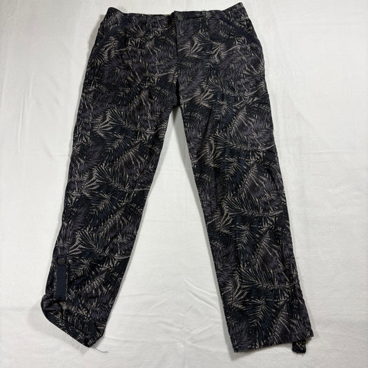 Democracy Pants Womens 8 Black Gray Palm Print Flexellent Stretch Slim Casual Fit