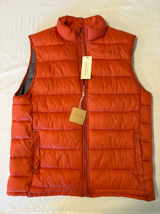 Sonoma Life + Style Orange Puffer Vest Men’s Medium M NWT Lightweight Warm Packable