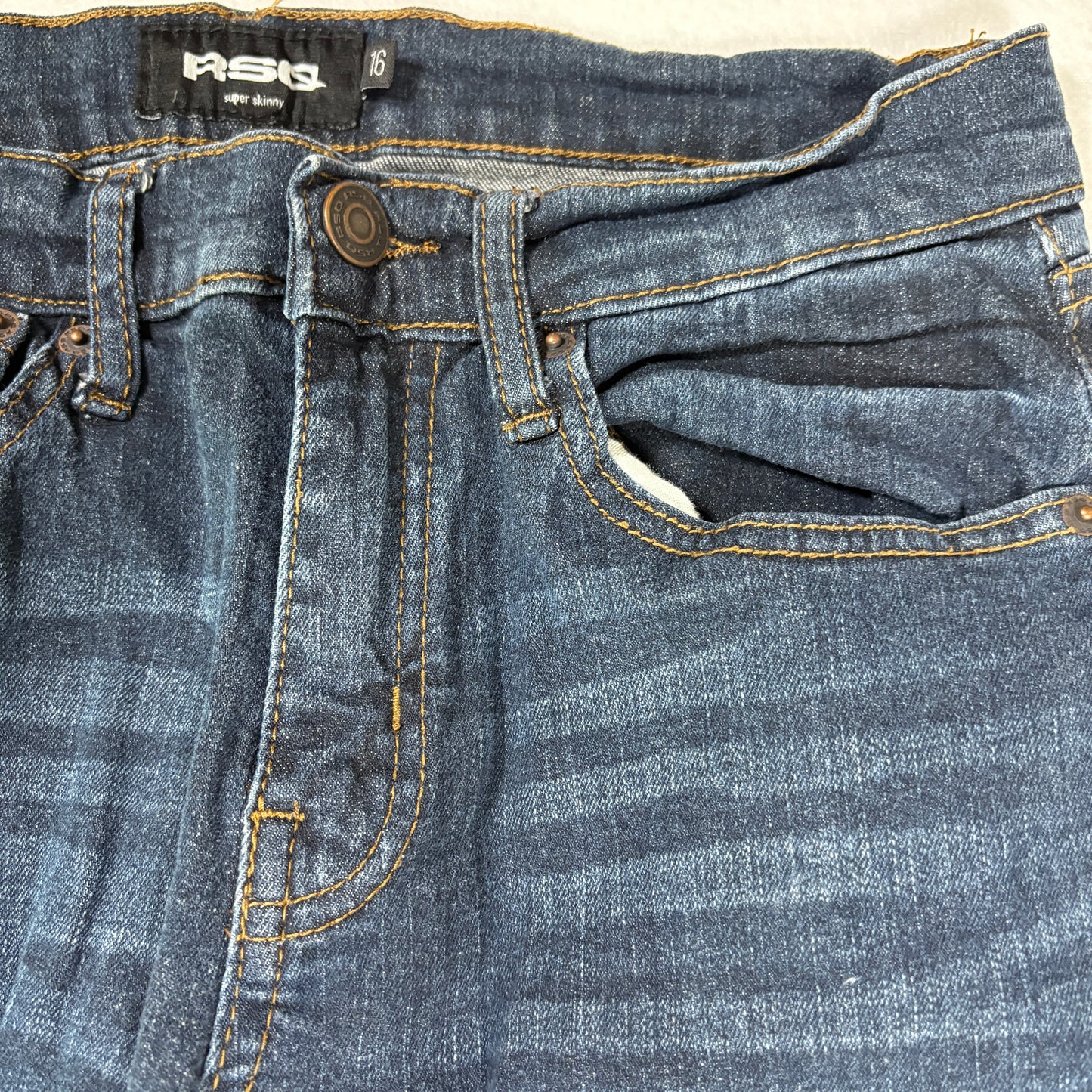 RSQ Womens Jeans Size 16 Super Skinny Dark Wash Stretch Denim Y2K Vintage Look