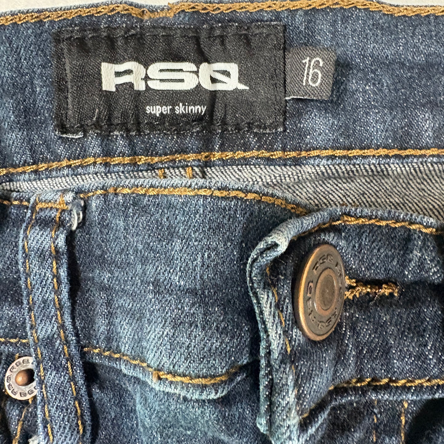 RSQ Womens Jeans Size 16 Super Skinny Dark Wash Stretch Denim Y2K Vintage Look