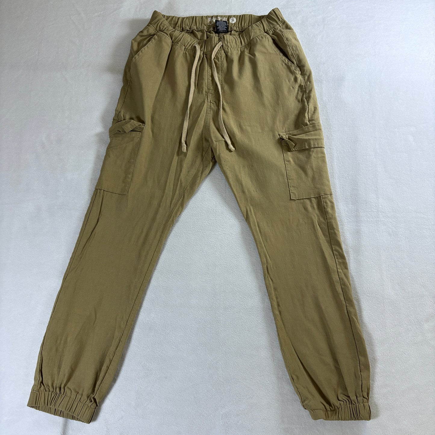 Cargo Jogger Pants Streetwear Utility Khaki Pastel Tag 14 Fits 26X26 Elastic