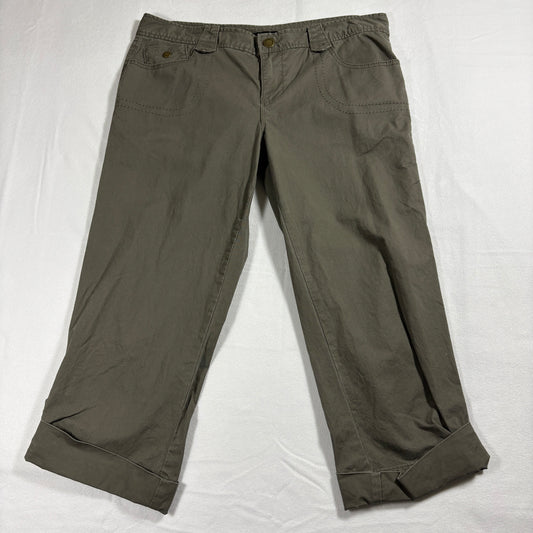 Calvin Klein Pants Womens 14 Khaki Cargo Casual Relaxed Fit Cropped Y2K Style