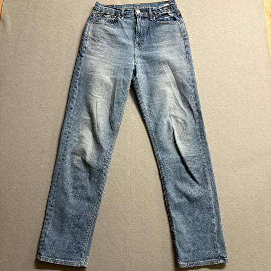 American Eagle Straight Leg Jeans Womens 2 Long Fits Like 28x29 Y2K Blue