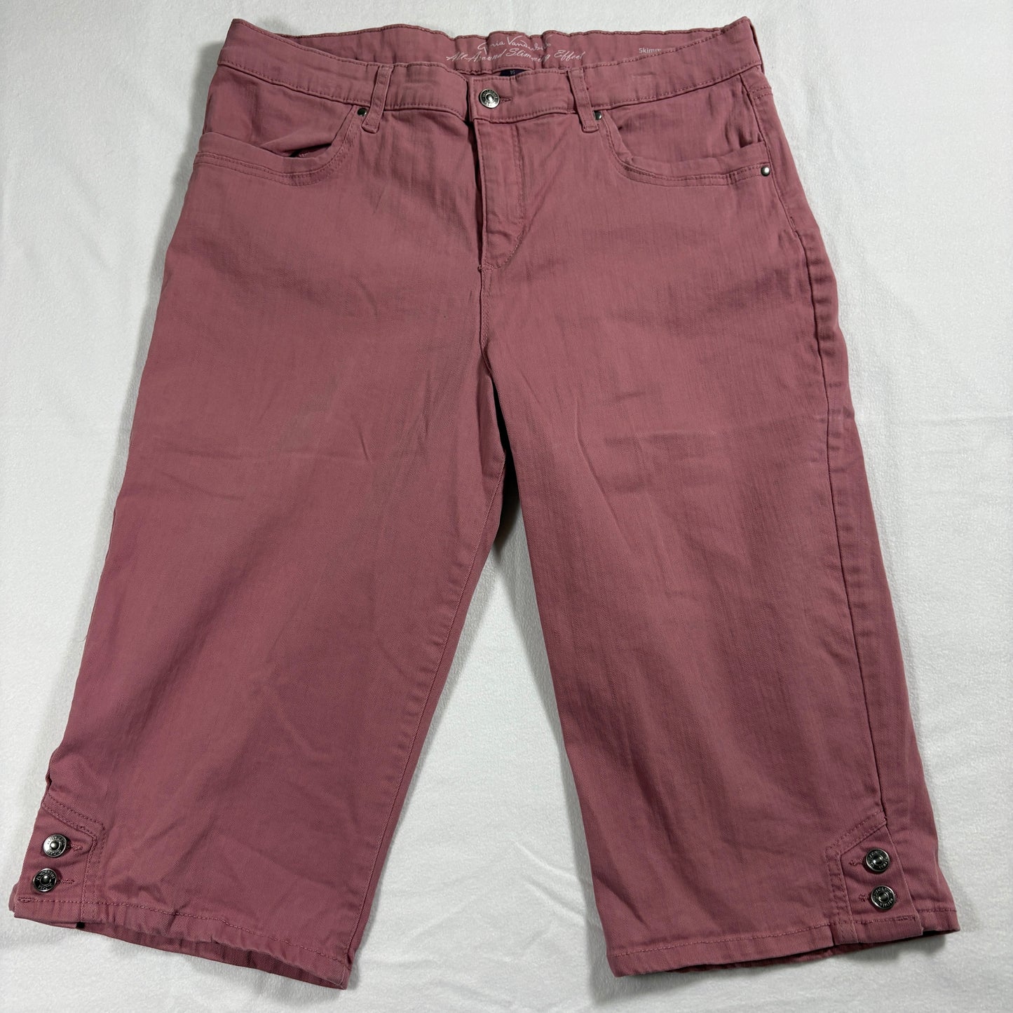 Gloria Vanderbilt Pants Womens 16 Pink Cropped Casual Stretch Capri Y2K Style