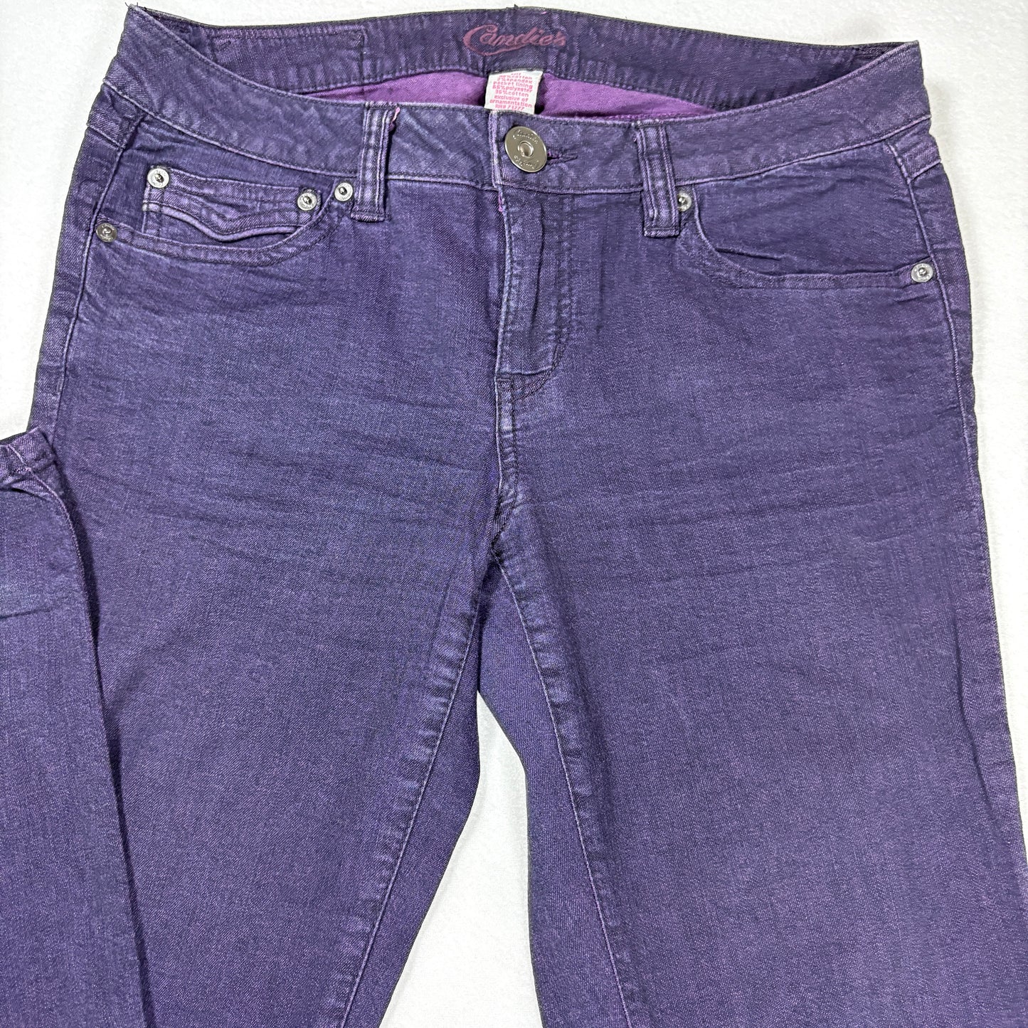 Candies Womens Jeans Size 7 Purple Skinny Stretch Denim Y2K 90s Vintage Grunge