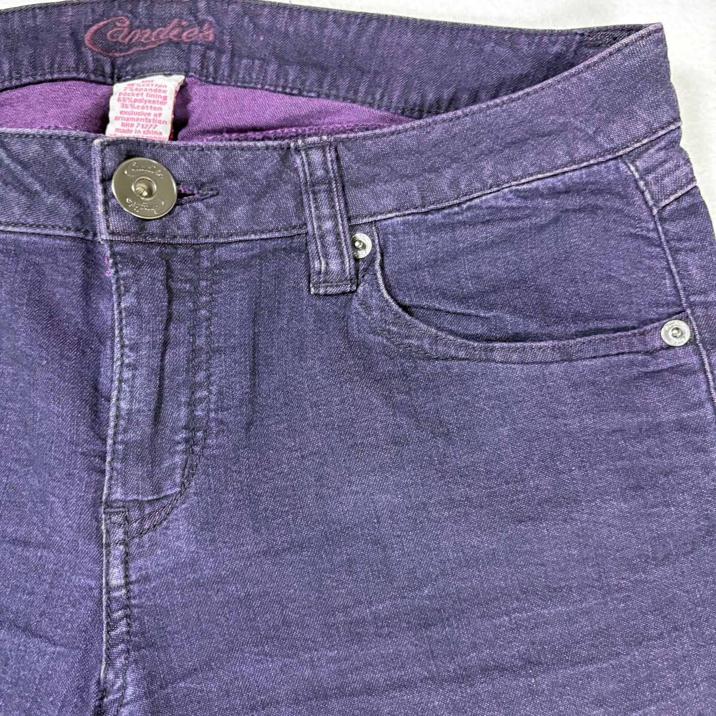 Candies Womens Jeans Size 7 Purple Skinny Stretch Denim Y2K 90s Vintage Grunge