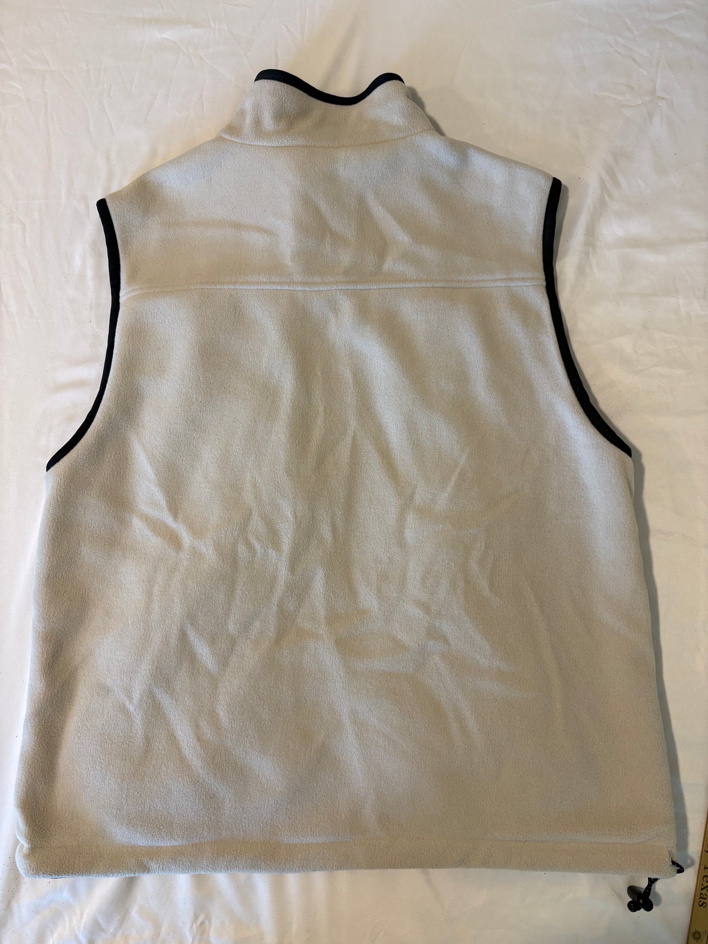 IZOD Men’s Fleece Vest Beige Black Size L Compass Zip Outdoor Hiking Layer Softshell