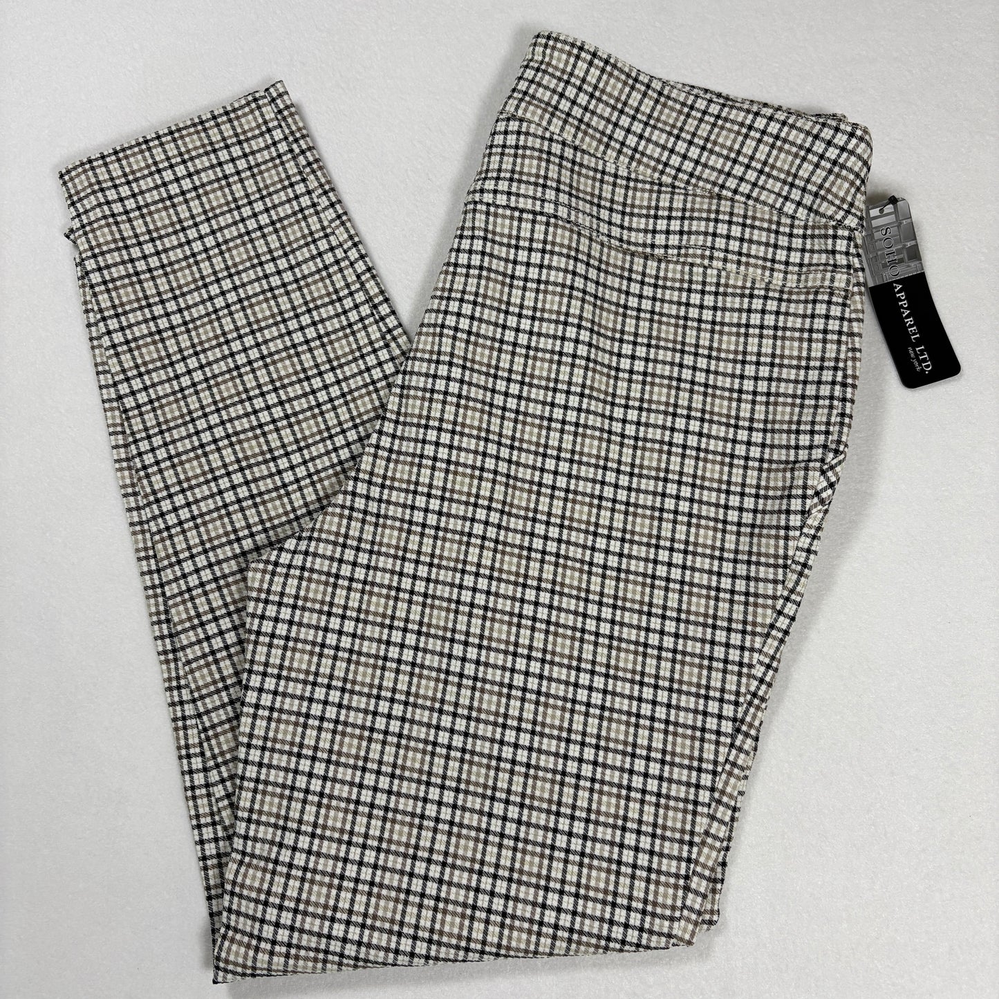 Soho Apparel Womens Pants Size M Plaid Skinny Stretch Pull On NWT $48 MSRP