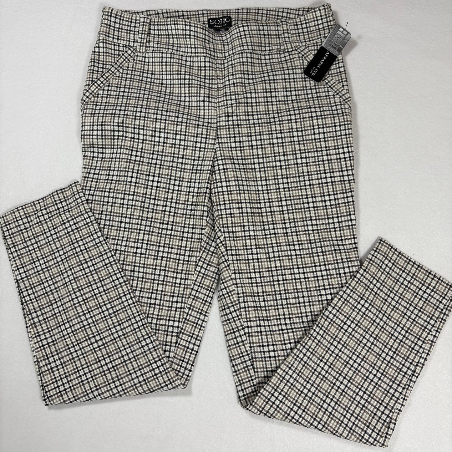 Soho Apparel Womens Pants Size M Plaid Skinny Stretch Pull On NWT $48 MSRP