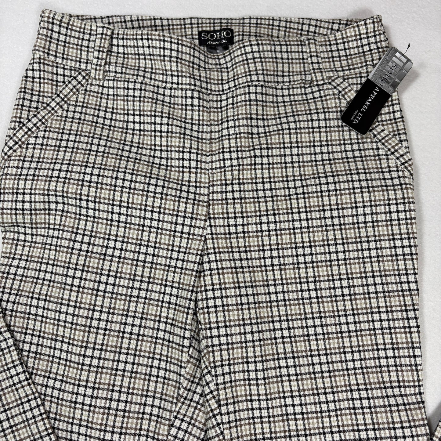 Soho Apparel Womens Pants Size M Plaid Skinny Stretch Pull On NWT $48 MSRP