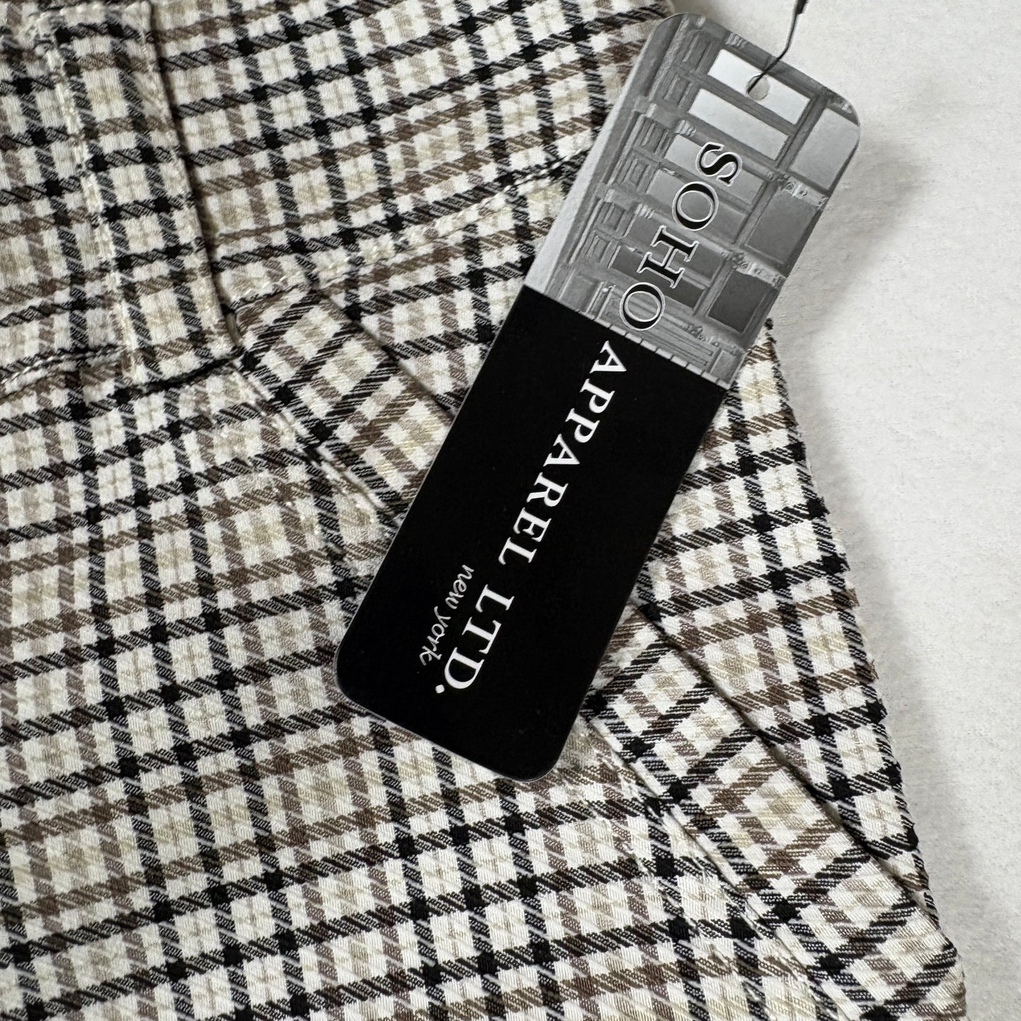 Soho Apparel Womens Pants Size M Plaid Skinny Stretch Pull On NWT $48 MSRP