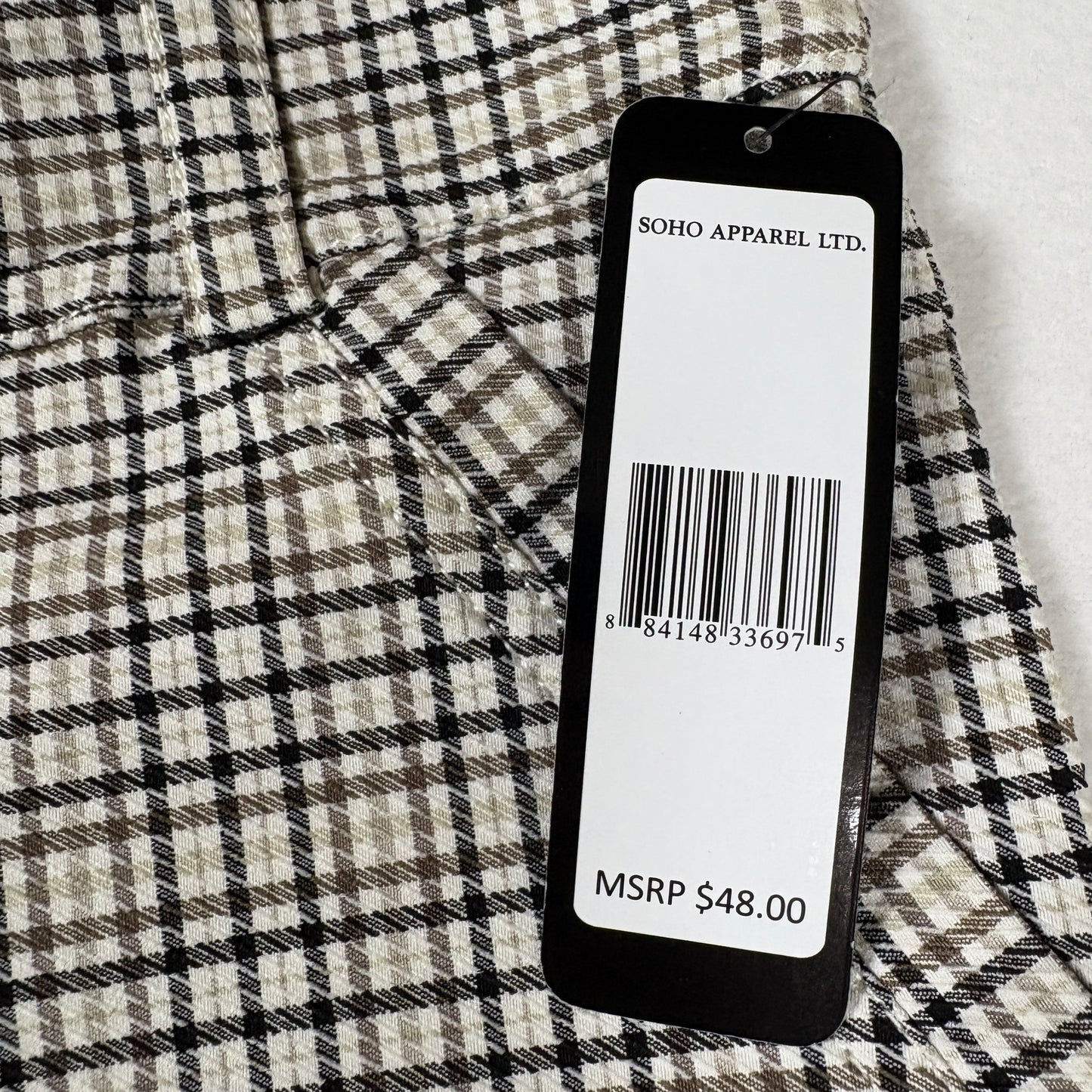 Soho Apparel Womens Pants Size M Plaid Skinny Stretch Pull On NWT $48 MSRP