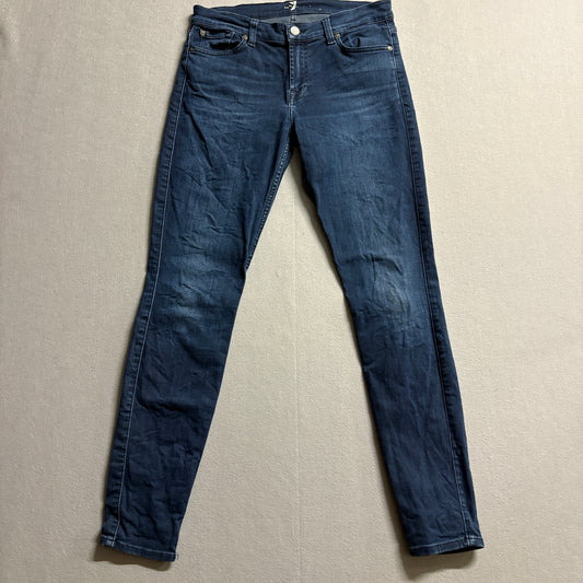 7 For All Mankind Skinny Jeans Womens 29 Fits Like 31x30 Dark Wash Stretch