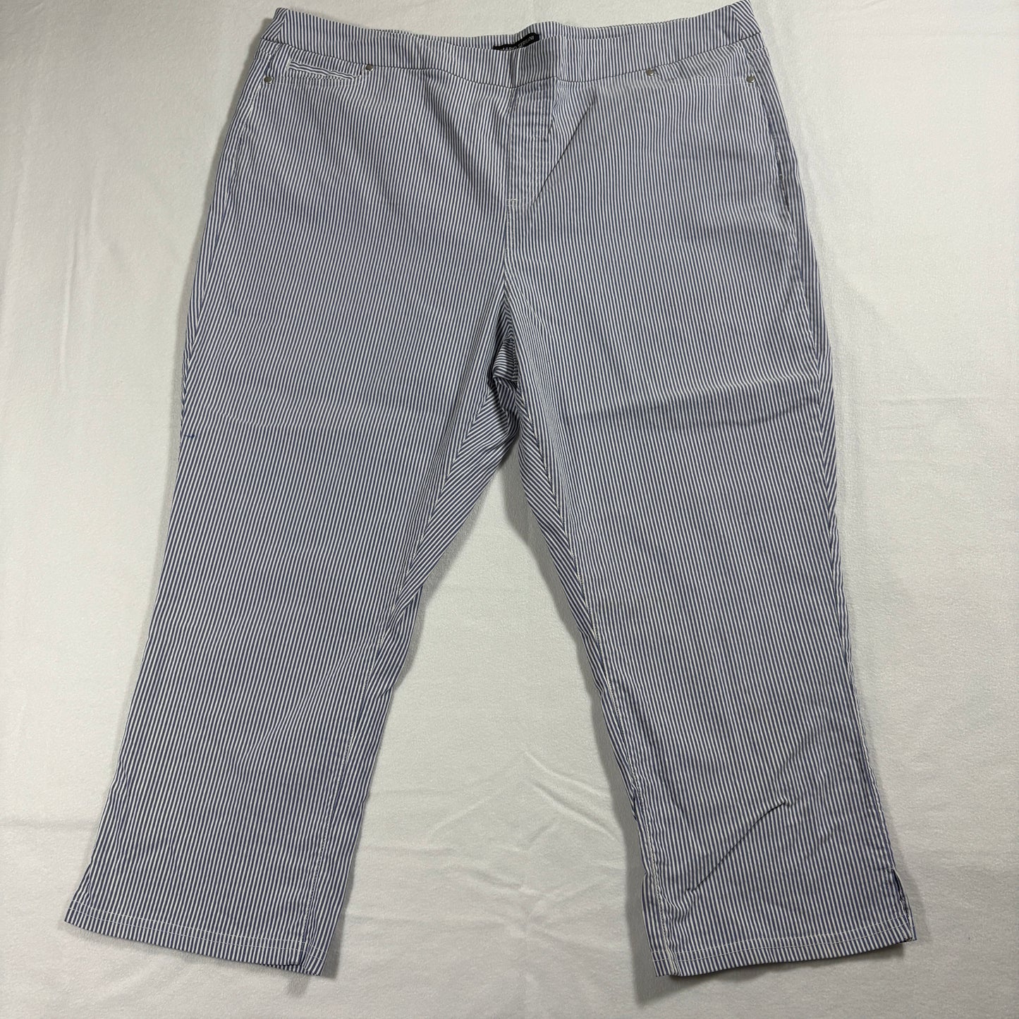 Mario Serrani Pants Womens XXL Blue White Pinstripe Stretch Straight Leg Casual