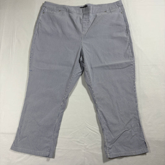 Mario Serrani Pants Womens XXL Blue White Pinstripe Stretch Straight Leg Casual