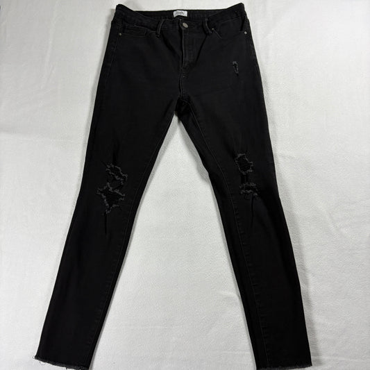 Simple Society Womens 11x30 Black Skinny Distressed Stretch Jeans Grunge Y2K 90s