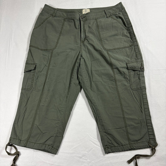St Johns Bay Cargo Pants Womens 16W Olive Capri Stretch Utility Y2K Outdoor Style