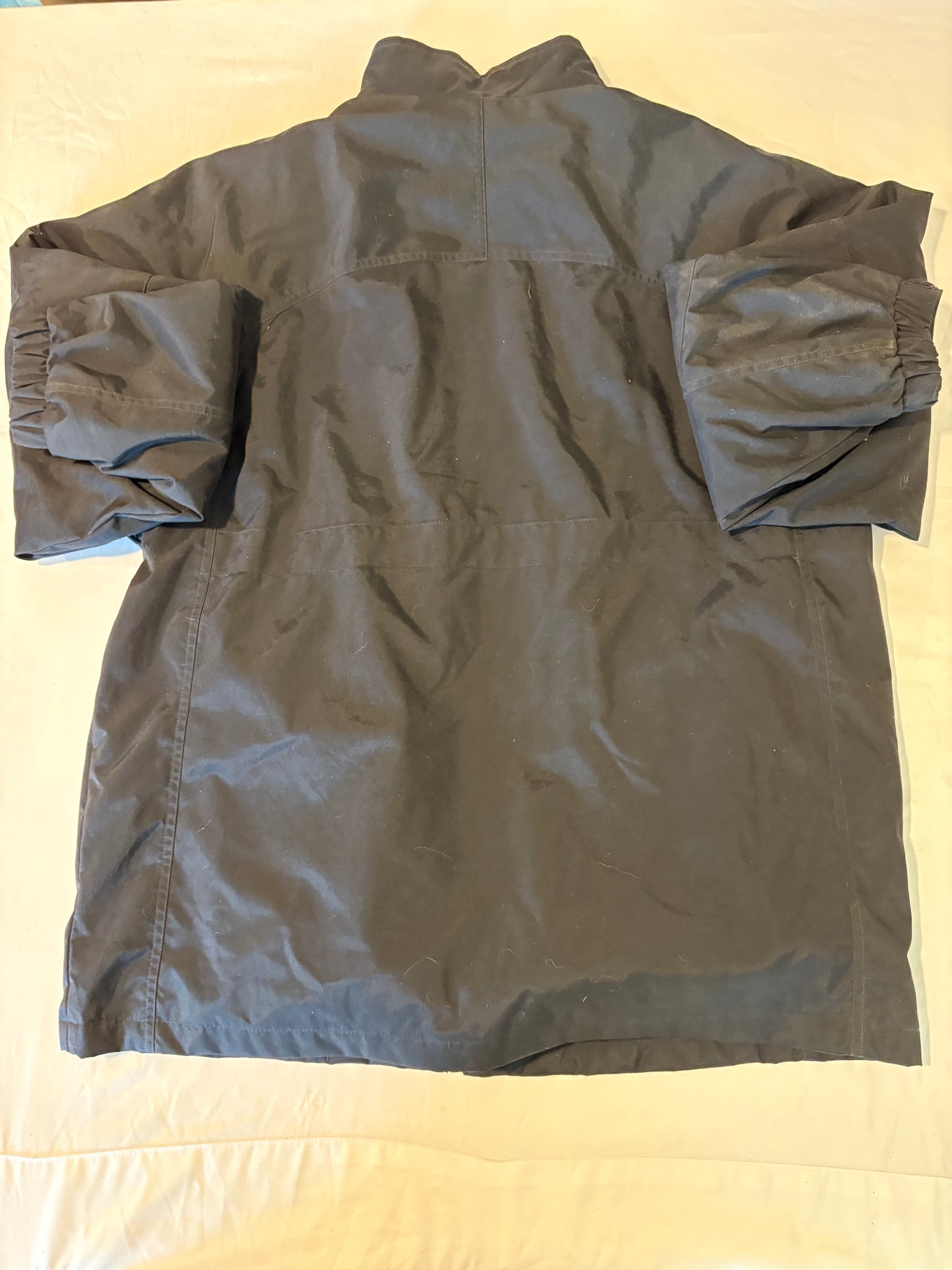 Black Windbreaker Jacket Red Terry Lining Zip Front Pockets Mens Size L