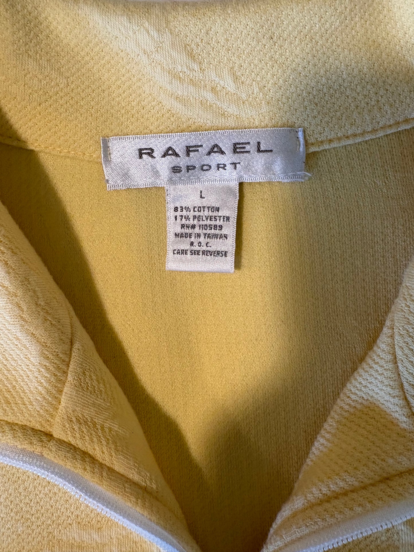 Rafael Sport Yellow Zip Jacket L Large Full Zip Palm Leaf Texture Taiwan