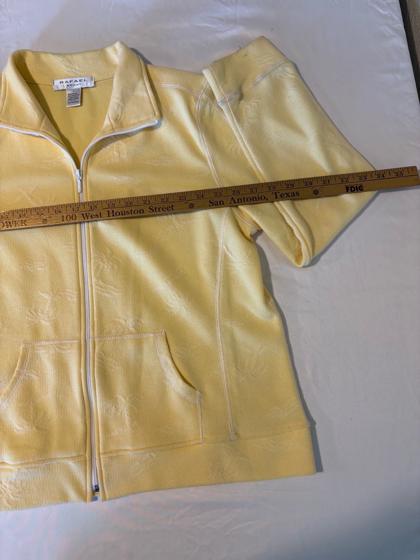 Rafael Sport Yellow Zip Jacket L Large Full Zip Palm Leaf Texture Taiwan