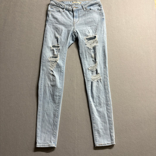 Levis 711 Skinny Jeans Womens 26 Fits Like 29x29 Distressed Y2K Denim