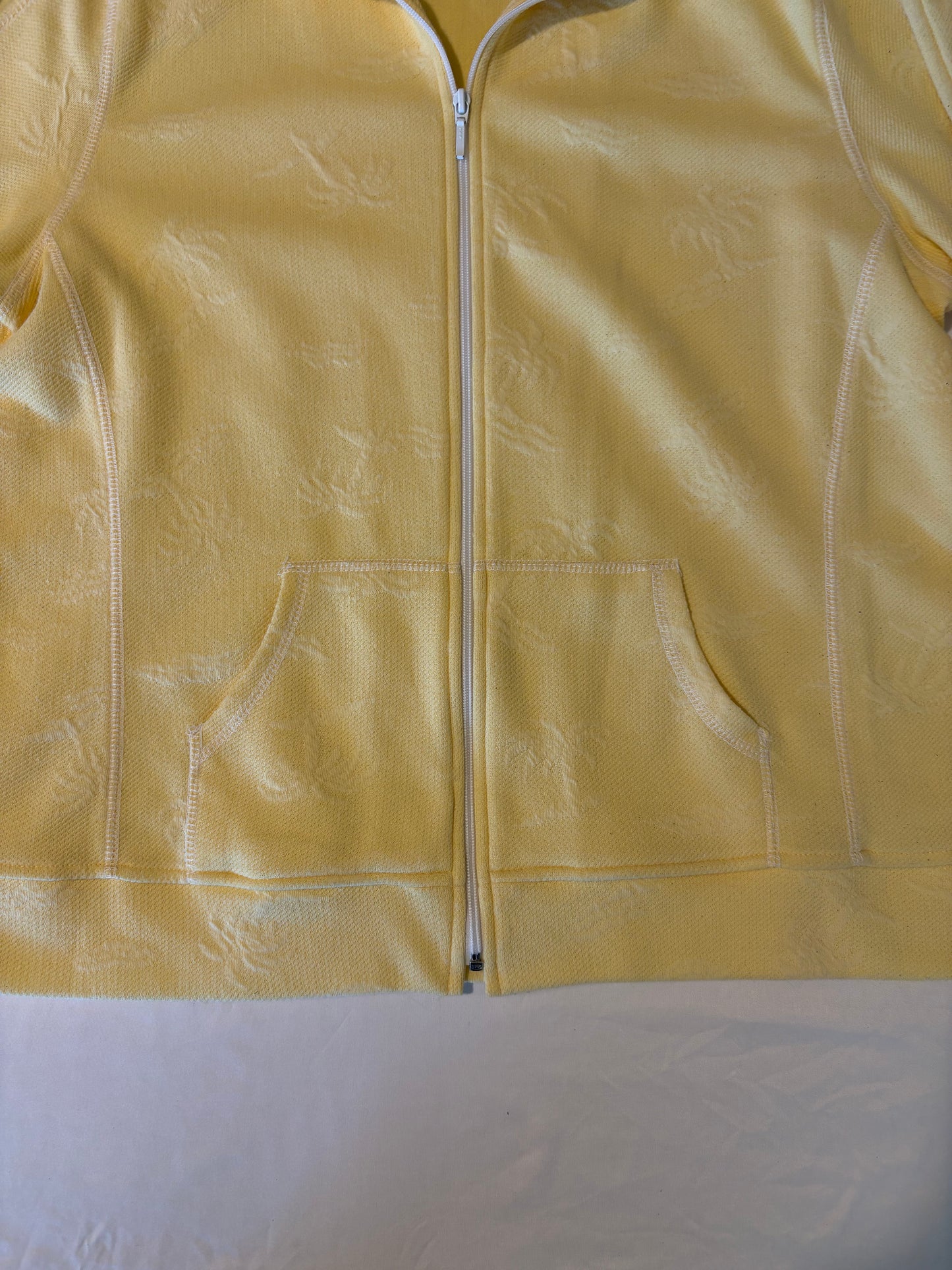 Rafael Sport Yellow Zip Jacket L Large Full Zip Palm Leaf Texture Taiwan
