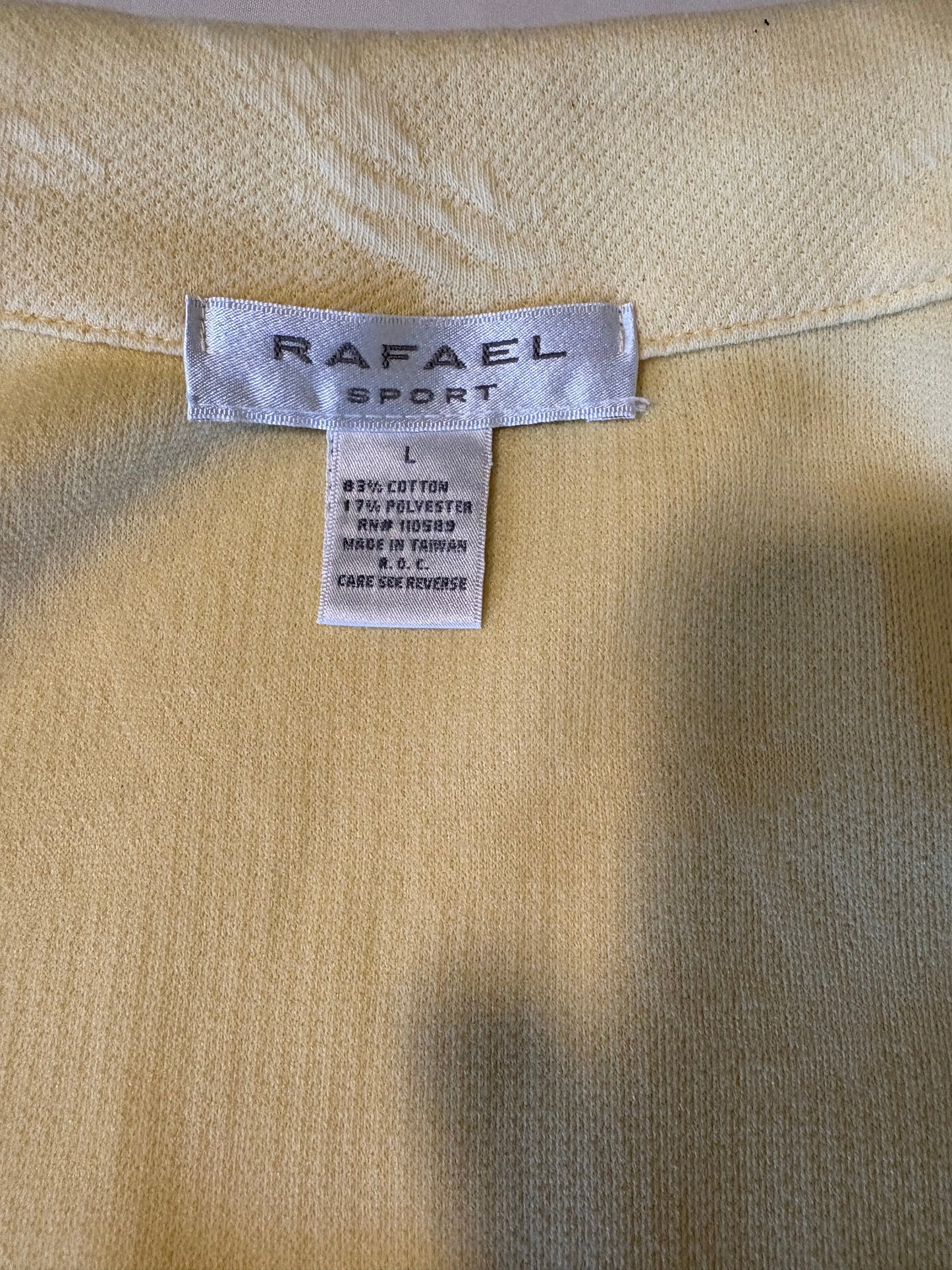 Rafael Sport Yellow Zip Jacket L Large Full Zip Palm Leaf Texture Taiwan