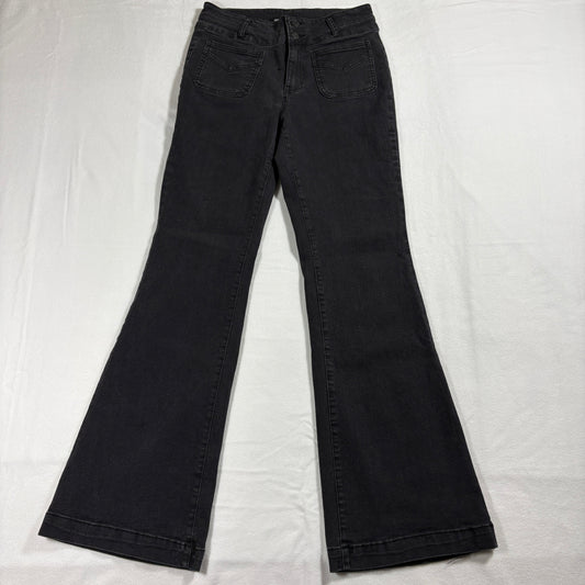 Indigo Fusion Jeans Womens 6 Black Flare High Rise Stretch Retro 90s Y2K Style