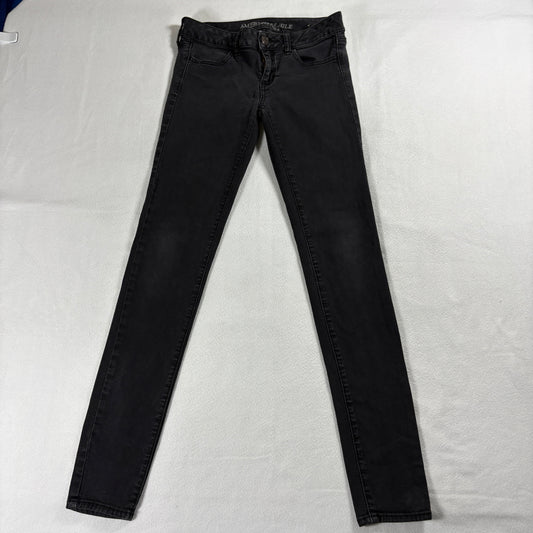 American Eagle Womens Jegging Skinny Jeans Black Stretch Y2K Denim SuperSoft Fit