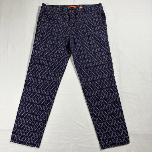 Joe Fresh Pants Womens 8 Navy Geometric Print Stretch Slim Fit Retro Y2K Style