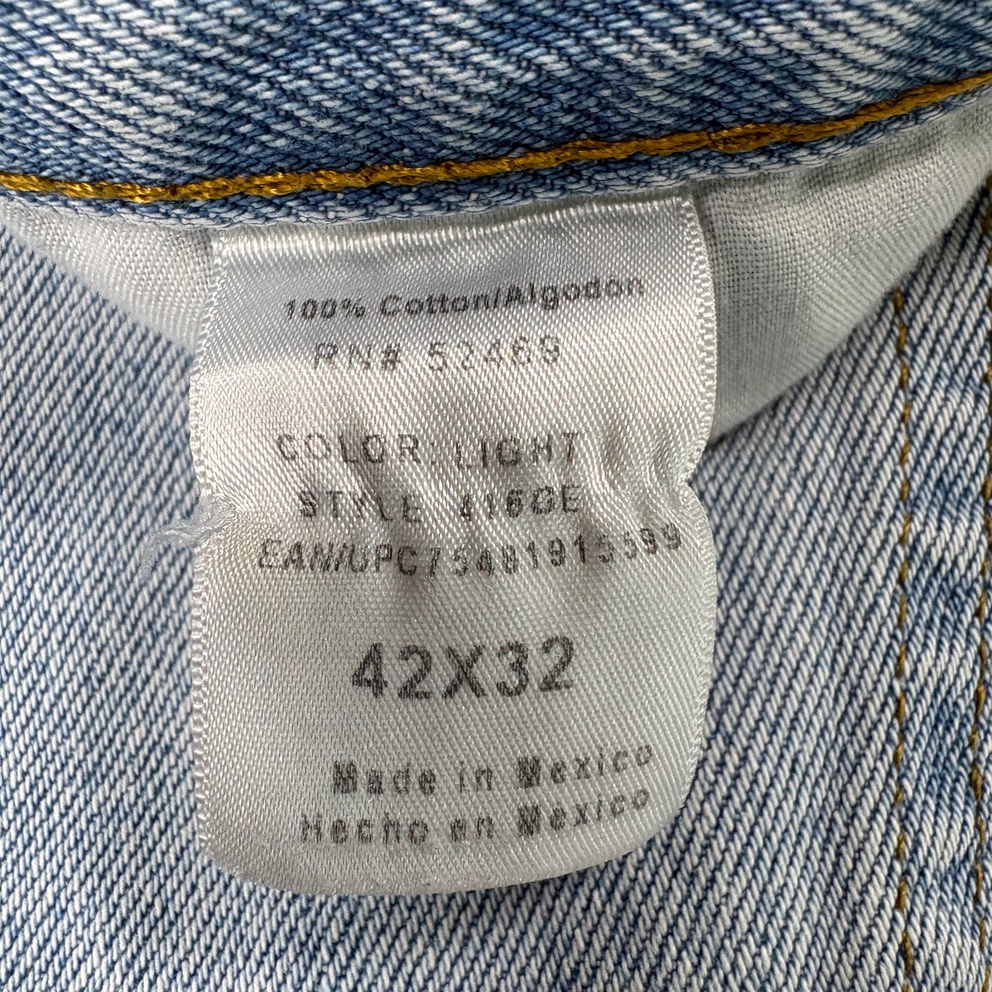 George Mens Jeans 42x32 Light Wash Denim Relaxed Straight Big Tall Y2K Grunge