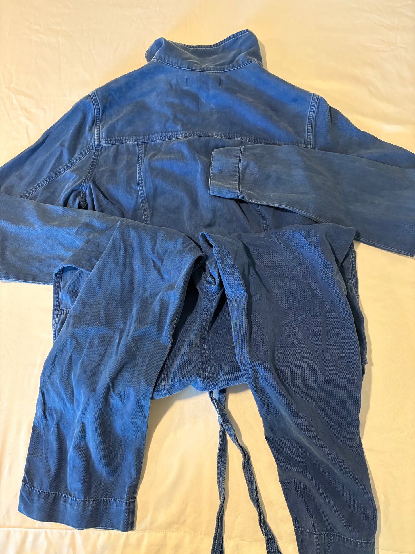 Hudson Los Angeles Denim Jumpsuit Women’s L Blue Zip Front Utility Belted Long Tall 62”
