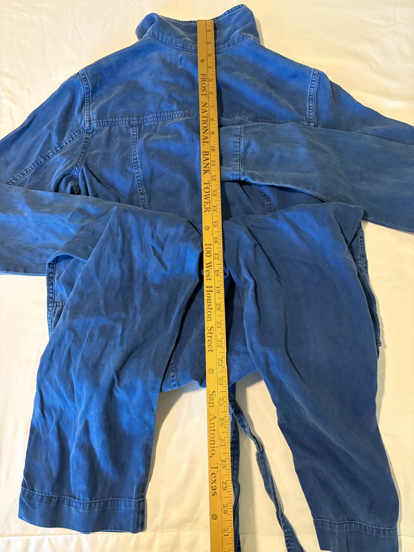 Hudson Los Angeles Denim Jumpsuit Women’s L Blue Zip Front Utility Belted Long Tall 62”