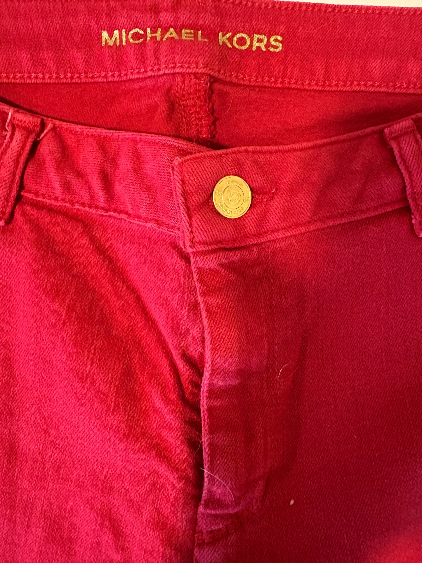 Michael Kors Red Jeans Women’s Size 12 Straight Leg Stretch Denim Pants NEW