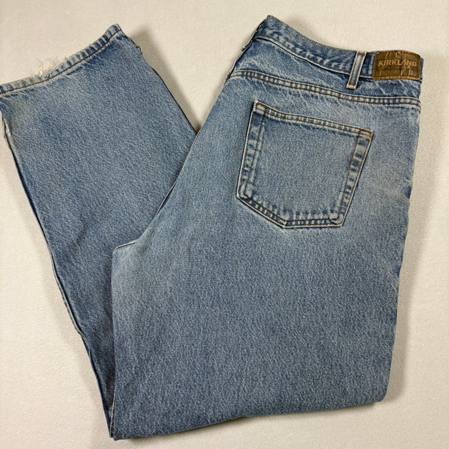 Kirkland Mens Jeans 42x32 Blue Denim Baggy Straight Y2K 90s Grunge Vintage