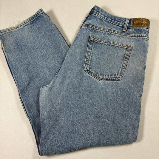 Kirkland Mens Jeans 42x32 Blue Denim Baggy Straight Y2K 90s Grunge Vintage