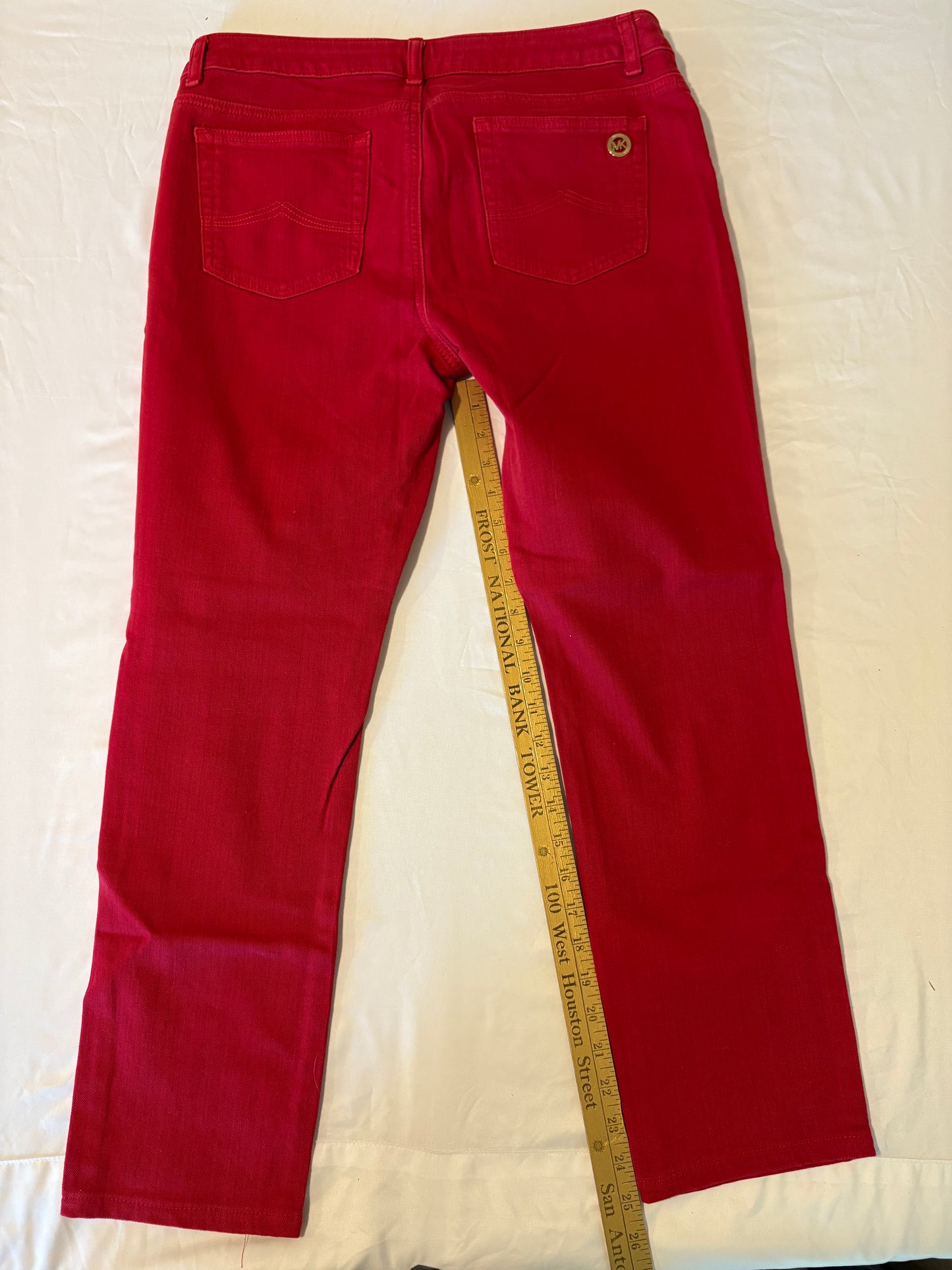 Michael Kors Red Jeans Women’s Size 12 Straight Leg Stretch Denim Pants NEW