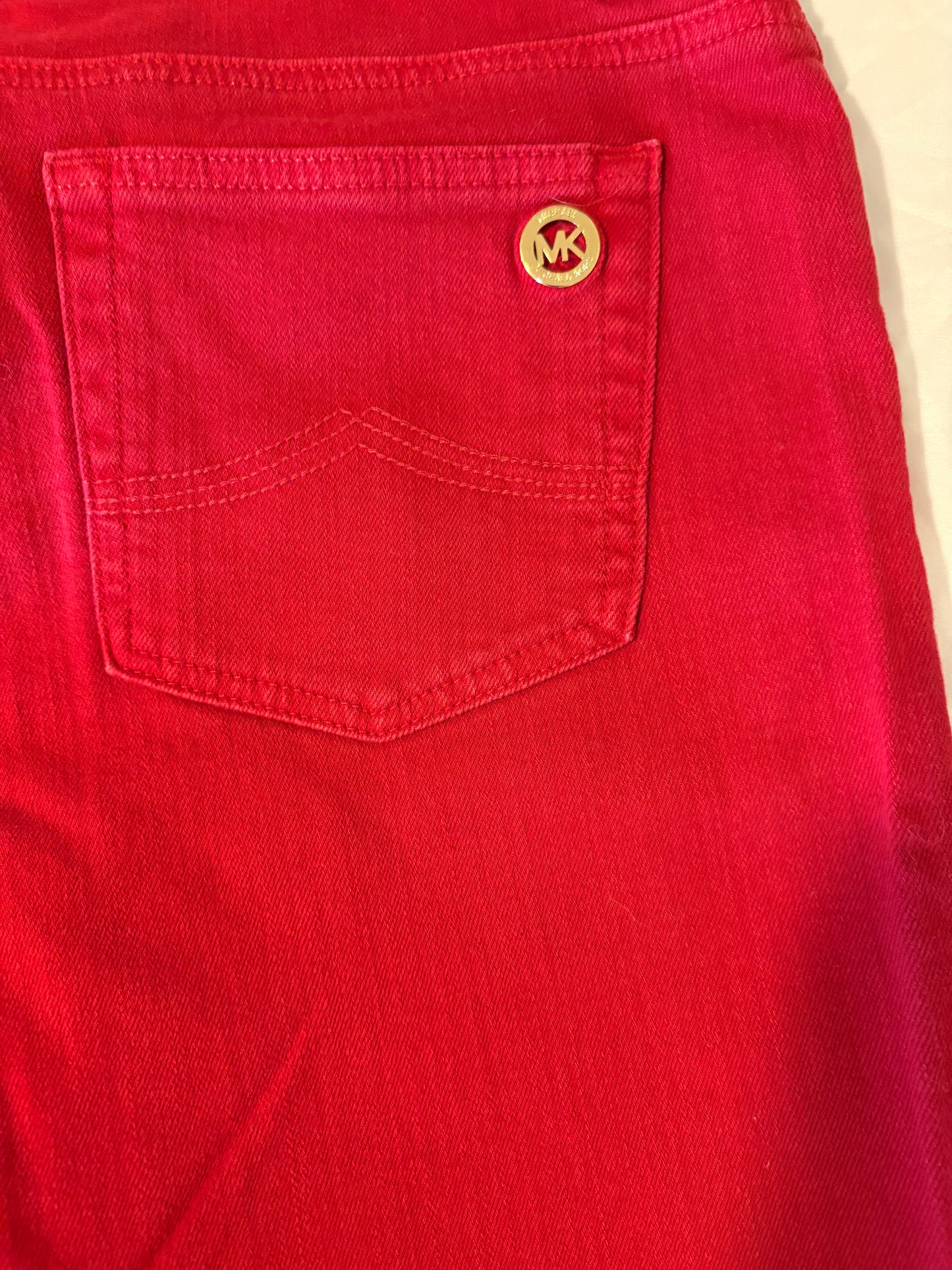 Michael Kors Red Jeans Women’s Size 12 Straight Leg Stretch Denim Pants NEW