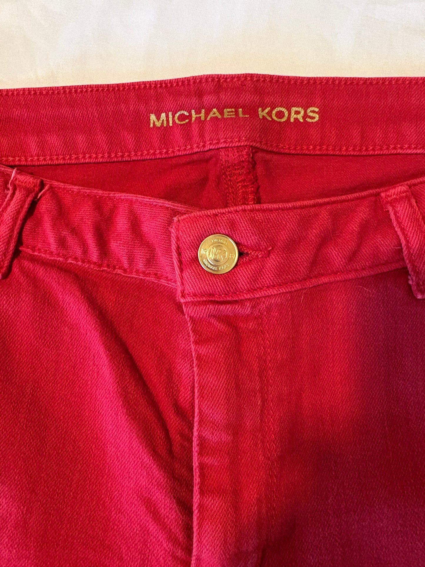 Michael Kors Red Jeans Women’s Size 12 Straight Leg Stretch Denim Pants NEW