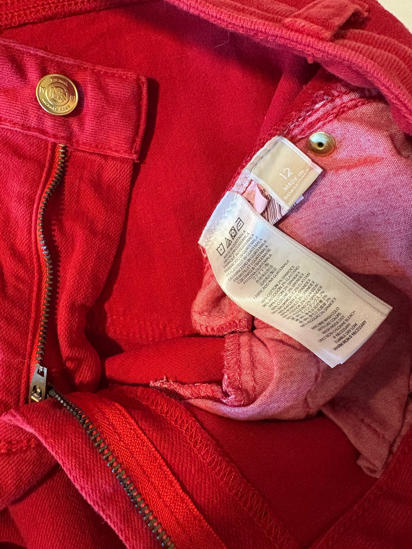 Michael Kors Red Jeans Women’s Size 12 Straight Leg Stretch Denim Pants NEW