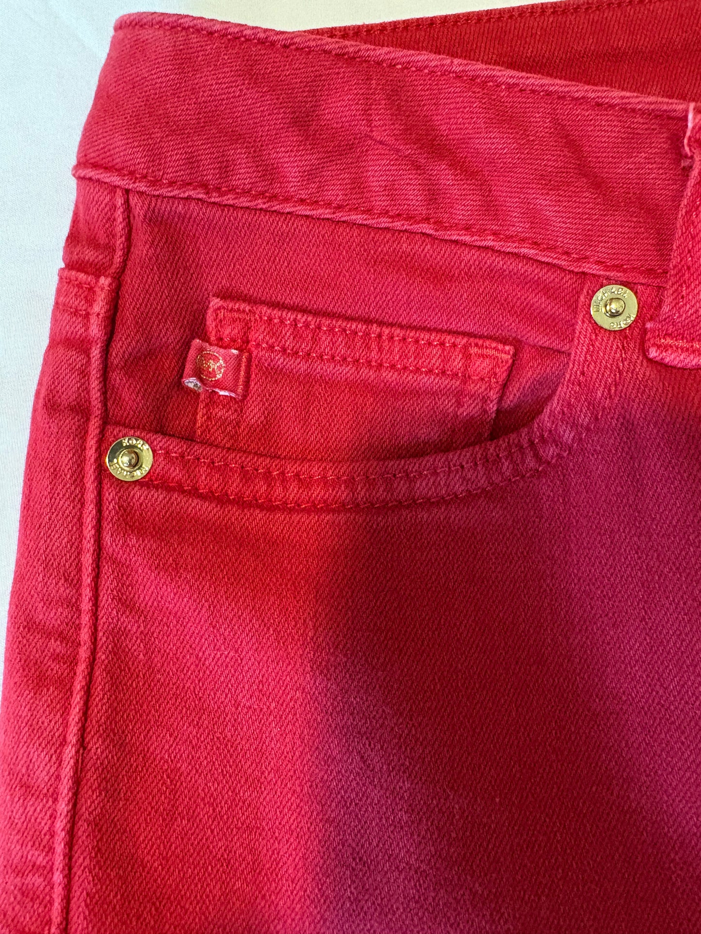 Michael Kors Red Jeans Women’s Size 12 Straight Leg Stretch Denim Pants NEW